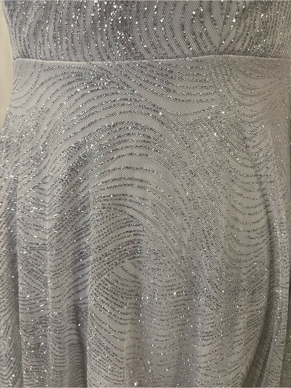 Windsor Silver Sparkle Spaghetti-Strap Prom Gown - Picture 5 of 14